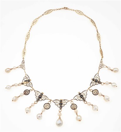 Girocollo con perle e smalti policromi