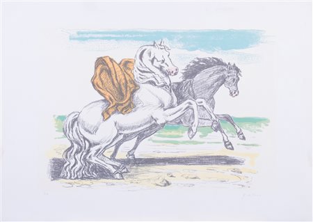Giorgio de Chirico, Cavalli sulla spiaggia, 1970