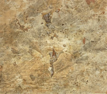 Mimmo Rotella, Muro romano con impronte di pneumatici, 1955