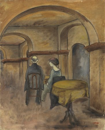 Ottone Rosai, Interno di caffè con figure, 1941