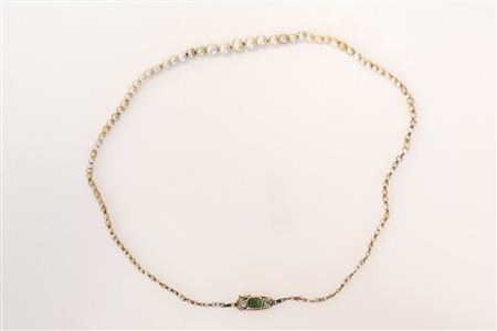 Girocollo di perle, diamanti e smeraldo