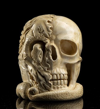 Vanitas tedesca con teschio in avorio - XVIII-XIX secolo