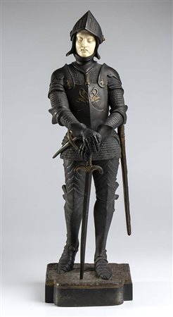 Scultura francese in bronzo raffigurante guerriero - firmata S. OMERTH