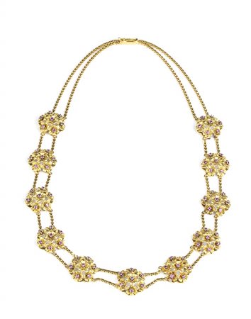 Girocollo in oro con fiori in rubini