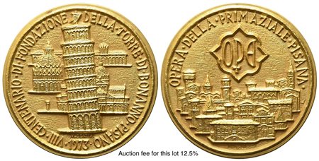 ITALIA. Medaglia 1973 per l'VIII centenario della torre pendente di Pisa