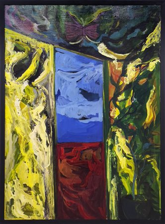 Saverio Terruso Interno, Anni Ottanta olio su tela cm 140x101.