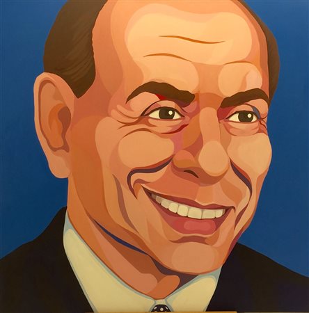 Giuseppe Veneziano Silvio Berlusconi, 2008 olio su tela cm 100x100 Autentica...