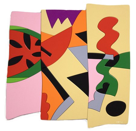 Ugo Nespolo Gesture of yours, Anni Duemila smalto su legno cm 89x89 Autentica...