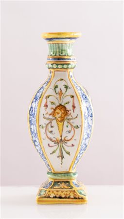 MANIFATTURA ANGELO MINGHETTI, Bologna, 1920 - 1930. Candeliere in maiolica...