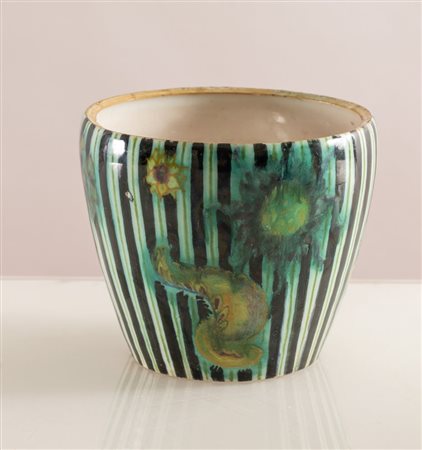 PIETRO MELANDRI (Faenza 1885 - 1976) Vasetto in ceramica policroma smaltata...