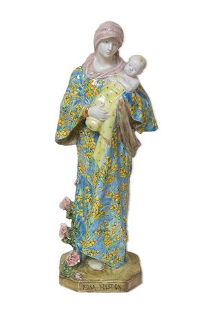 ANGELO MINGHETTI (Bologna 1822 - 1885). Madonna con bambino "Rosa Mystica"....