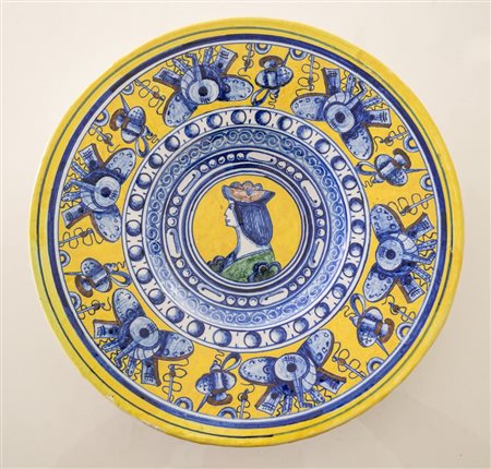 MELANDRI E FOCACCIA (Faenza 1922 - 1931) Piatto in ceramica policroma...