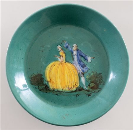 MANIFATTURA ANGELO MINGHETTI, Bologna, 1920 - 1930. Piattino in maiolica...