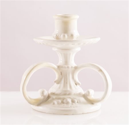 MANIFATTURA ANGELO MINGHETTI, Bologna, 1920 - 1930. Portacandele in maiolica...