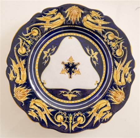 MELANDRI E FOCACCIA (Faenza 1922 - 1931) Piatto in ceramica policroma...