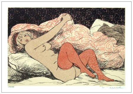 SALVATORE FIUME Comiso 1915 – Canzo 1997 Senza titolo Litografia a colori...