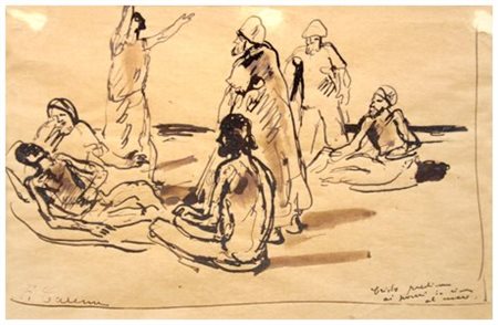 ANTONIO CARENA Rivoli 1925 – 2010 Cristo predica ai poveri in riva al mare...