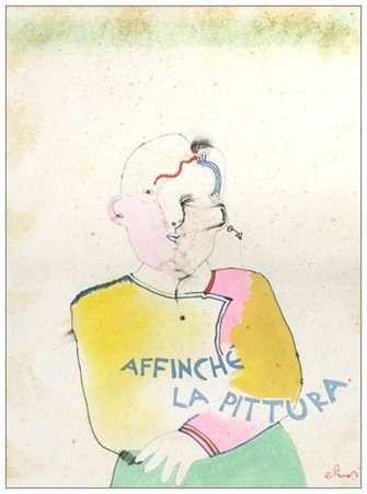 LUCA ALINARI Firenze 1943 Finché la pittura T.m. su cartoncino 30 x 23. Firma...