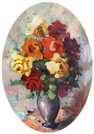 RENZO MERCATINI Chianni 1924 – Livorno 1984 Senza titolo Olio su tavola ovale...