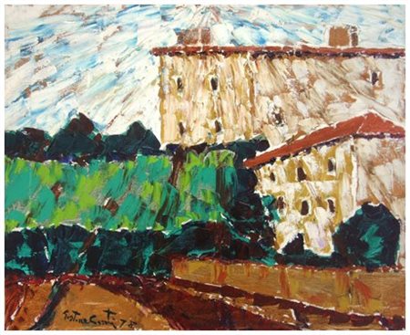 GASTONE CONTI Livorno 1905 – 1981 Caseggiati in periferia Olio su tela 40 x...