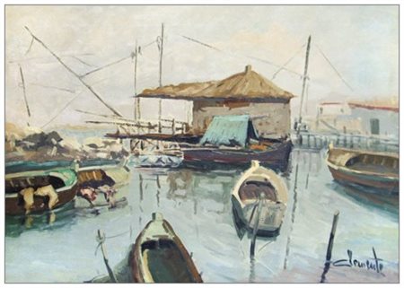 VILLY CLEMENTE Livorno 1923 – 1999 Bocca d’Arno, Marina di Pisa Olio su tela...