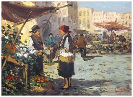 ERNESTO SCUDIERO Napoli 1938 Senza titolo Olio su tela 50 x 70. Firma in b. a...