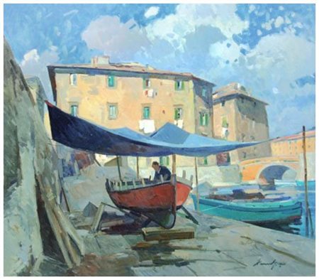 PIERO MARCHI Borgo San Lorenzo 1917 – Livorno 2002 In Venezia Olio su tela 70...