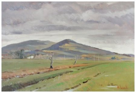 MASANIELLO LUSCHI Livorno 1942 – 1995 Grigio in campagna 1966 Olio su tavola...