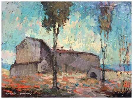 VOLTOLINO FONTANI Livorno 1920 – 1976 Campagna toscana Olio su faesite 30 x...