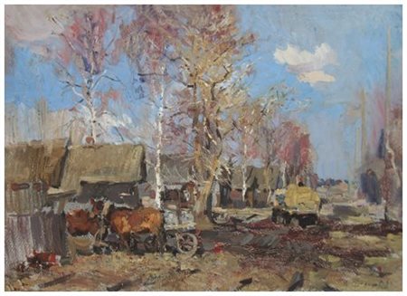 ANDREYV FYODOROV Senza titolo 1966 Olio su cartone 48 x 70. Firma e data in...