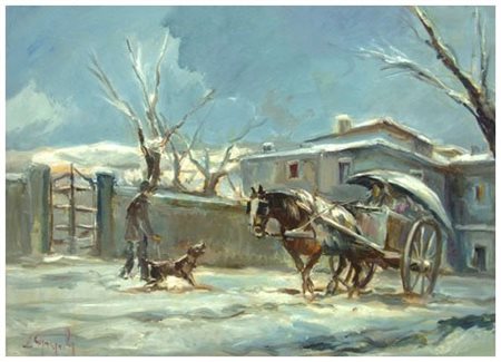 LEDO GRAGNOLI Arezzo 1934 – Firenze 1970 Senza titolo Olio su tavola 50 x 70....