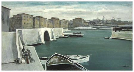 GIANFRANCO POGNI Empoli 1932 Senza titolo Olio su faesite 19,5 x 38. Firma in...