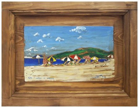 MASSIMO LOMI Livorno 1953 Tutti i colori della spiaggia 2013 Tempera su...