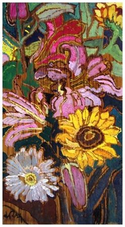 RAFFAELE DE ROSA Podenzana 1940 Senza titolo Olio su tavola 38 x 21. Firma in...