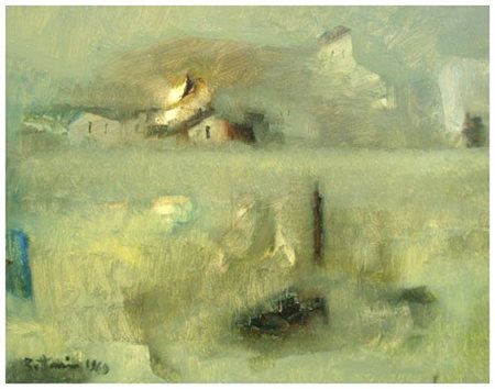 LIDO BETTARINI Sesto Fiorentino 1927 Campagna toscana 1969 Olio su tela 50 x...