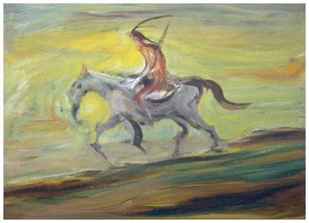 GIOVANNI STRADONE Nola 1911 – Roma 1981 Cavaliere 1939 Olio su cartone 25 x...