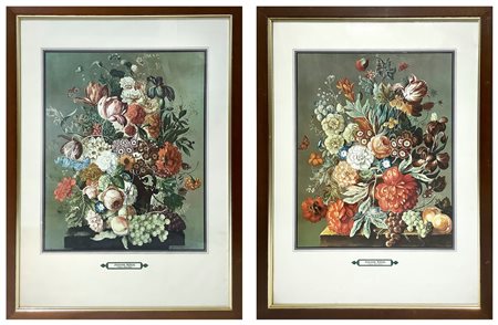 Joseph  Nigg (Vienna 1782-1863)  - Coppia di nature morte di fiori in vaso, 20° secolo
