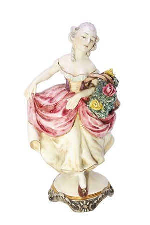 Donna con cesti di fiori