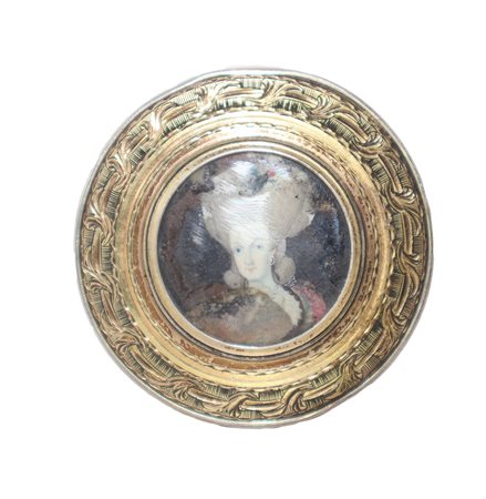 Scatola rotonda con miniatura centrale di Maria Antonietta, nineteen° secolo