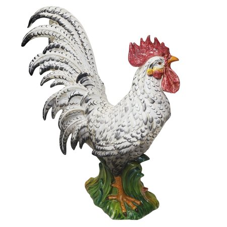Grande gallo bianco in ceramica