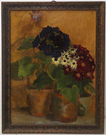 Natura morta di fiori con vasi