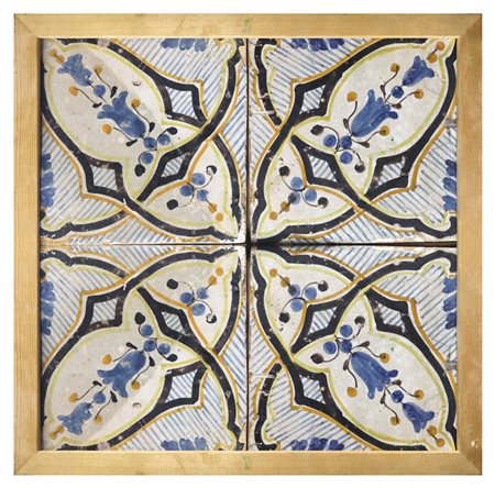 Composizione di N.4 Mattonelle in maiolica, Nineteen° secolo