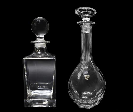 N.2 bottiglie in cristallo, 20° secolo