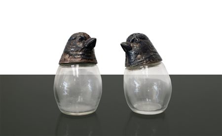 Set per sale e pepe vintage con uccellini