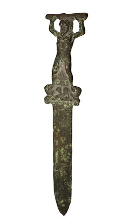 Tagliacarte in bronzo patinato verde