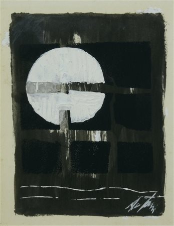 Enrico De Tomi ASTRATTO, 1972 olio su cartoncino, cm 22x25 firma