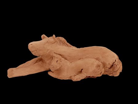 Claudio Parigi CAVALLA E CAVALLINO argilla autoindurente, cm 7x18x7 sul...