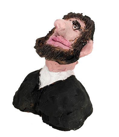 Claudio Parigi LINCOLN terracotta e acrilico, h cm 12 sul retro: firma sotto...