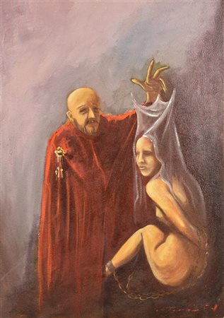 Carlo Tacchini MISTICISMO acrilico su tela, cm 70x50 firma e data eseguito...