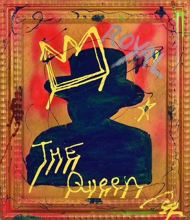 Riccardo Conte ROYAL QUEEN acrilico e spray su tavola entro cornice invasa,...